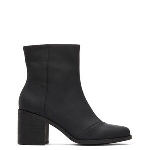 Toms Evelyn Black Leather Heeled Boots